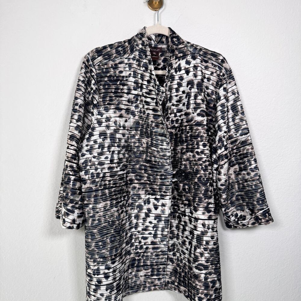 Multiples Womens Layering Top Size 1X Lightweight Abstract Artsy Office Black